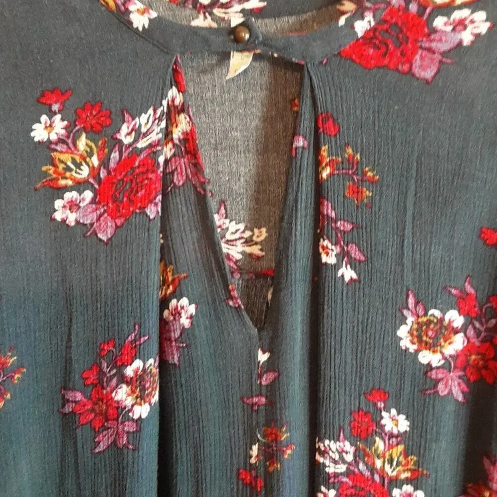Free People  Electric Orchard Tunic Mini Trapeze Swing Teal Dress S Whimsigoth
